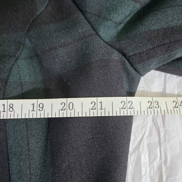 Chadwick Plaid Open Jacket Women Sz 14 Tartan Dark & Green Navy Belted Pleated - Picture 10 of 13
